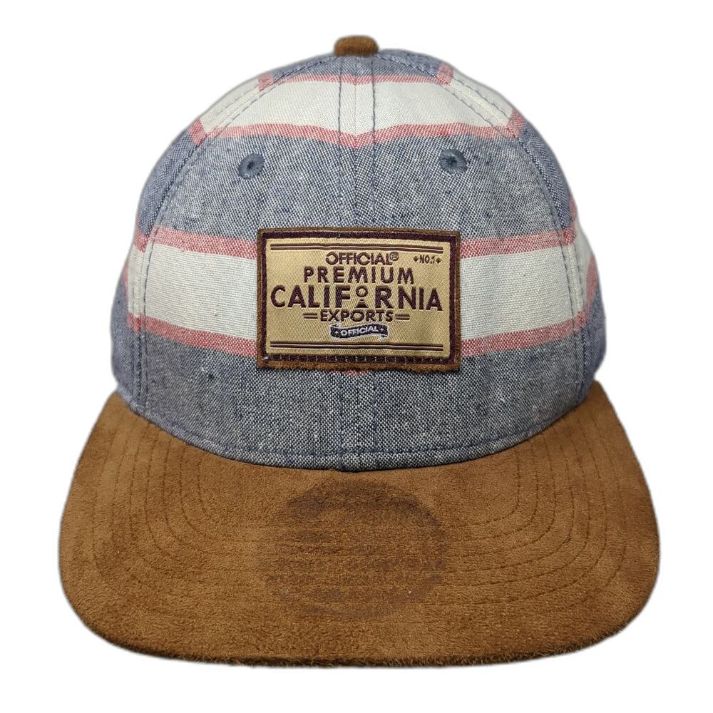 Official Baseball Cap Blue Red White Brown One Size Striped Suede Brim Patch Hat